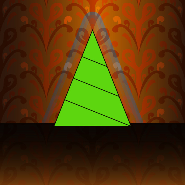 τριγωνικό σχήμα χριστουγεννιάτικο δέντρο καρτέλας πορτοκαλί λουλουδάτο μοτίβο διάνυσμα - Διάνυσμα, εικόνα