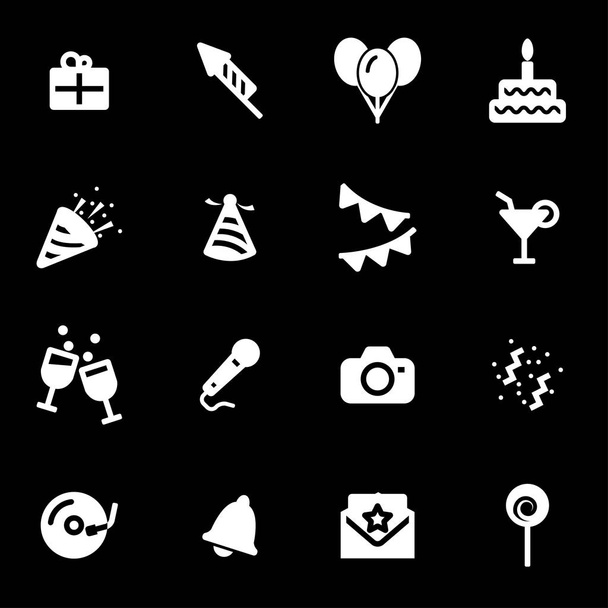 Набор векторных белых значков дня рождения
 - Вектор,изображение