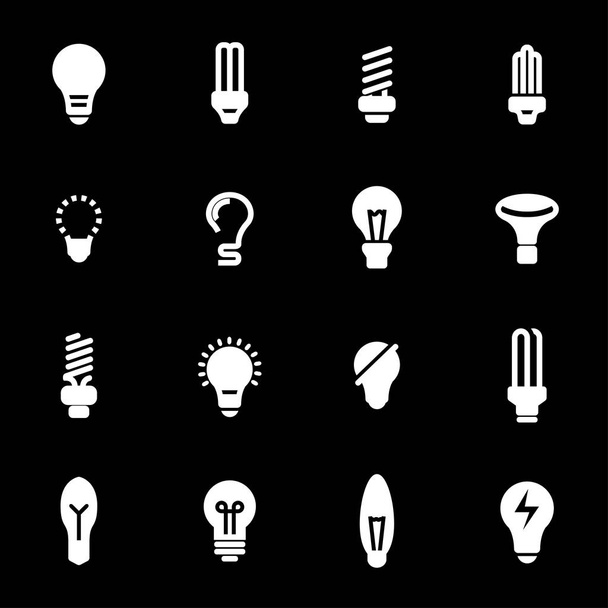 Vector white bulbs icons set - Vector, Image