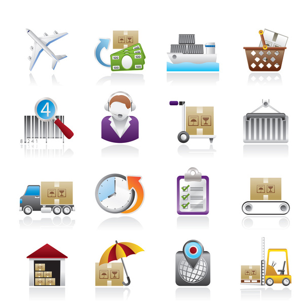 Cargo, logistic and shipping icons - Vektor, Bild