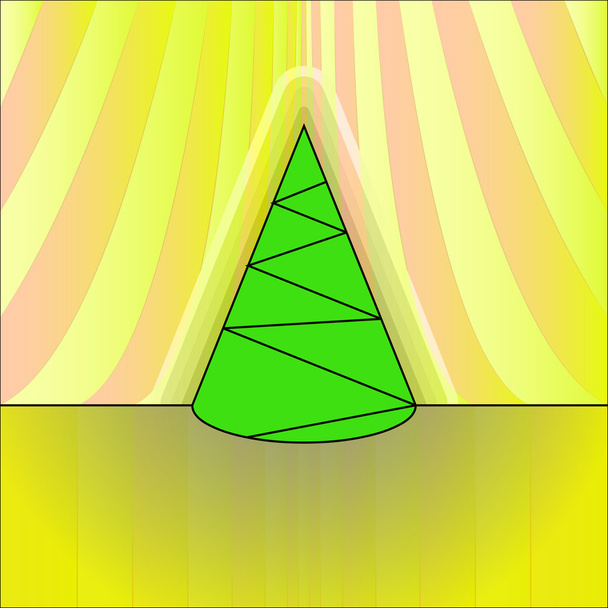 Kúpos formával tervezett sárga függöny vektor karton karácsonyfa - Vektor, kép