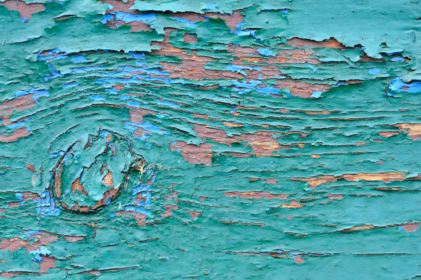 Old wooden painted blue planks, paint peeling background - Φωτογραφία, εικόνα