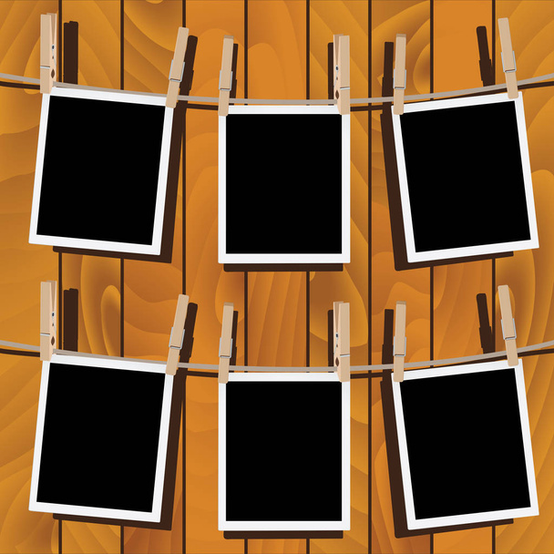 Photo Frames on Rope - Vector, Image