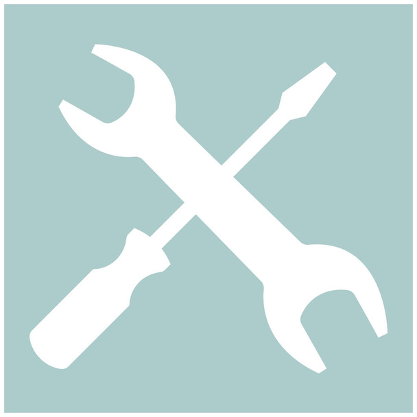 Screwdriver and wrench the white color icon . - Vector, Image