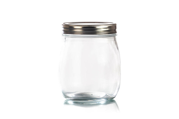 Empty glass jar on a white background - Photo, Image