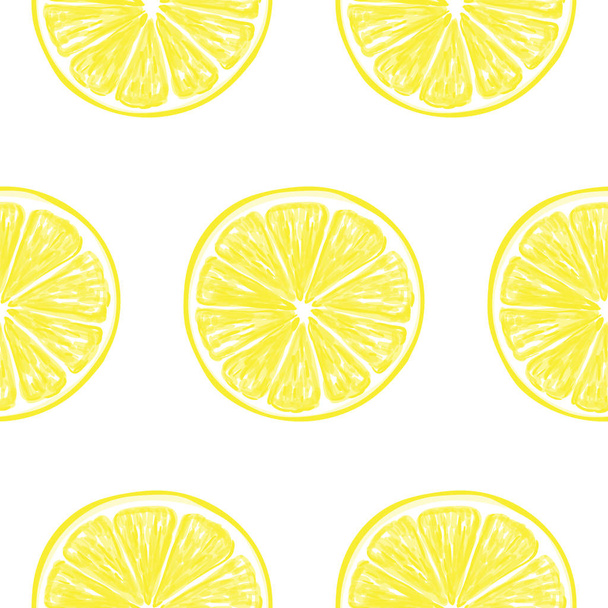 Fresh lemon slices seamless pattern - Vector, afbeelding