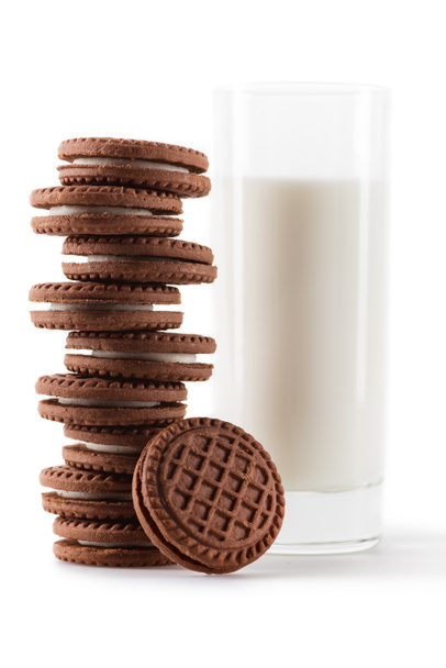 vaso de leche y galletas - Foto, Imagen
