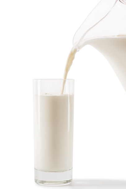pouring milk from jug to glass - Photo, Image