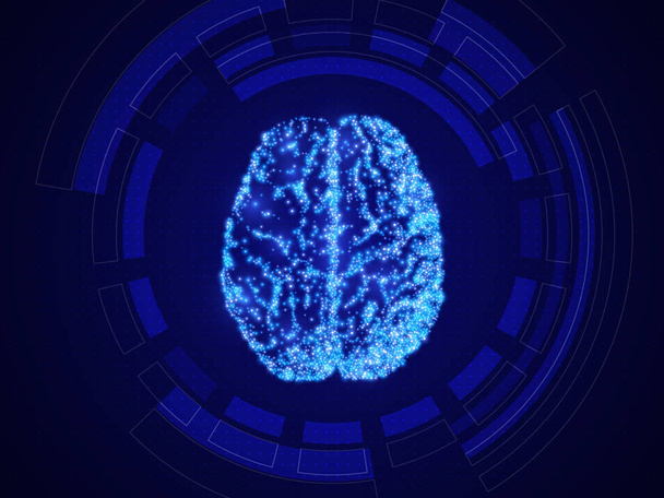 Blauwe technologie achtergrond. Abstract van de menselijke hersenen. Vectorillustratie - Vector, afbeelding