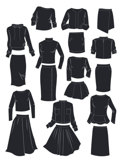  The silhouettes of women's suits - Vector, Image