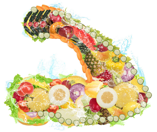 мышцы, сформированные из фруктов и овощей
  - Фото, изображение