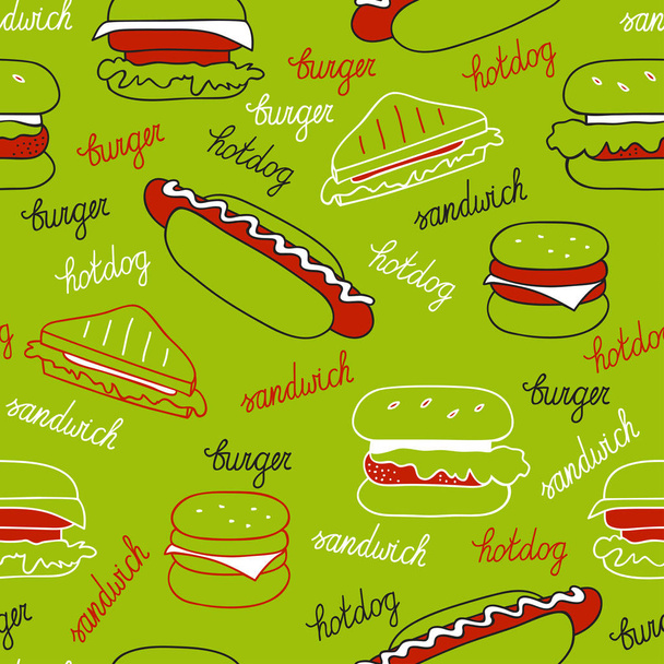 Sandwiches on a green background - Vector, Image