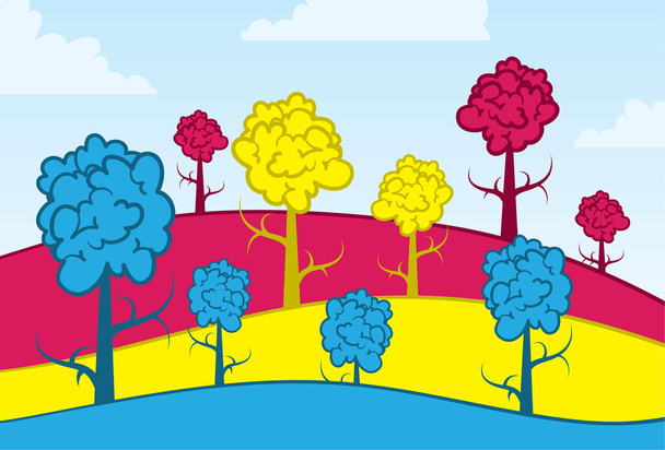 Árboles coloridos
 - Vector, Imagen