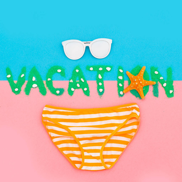 Vacation Beach Relax Minimal set fashion art - Фото, изображение