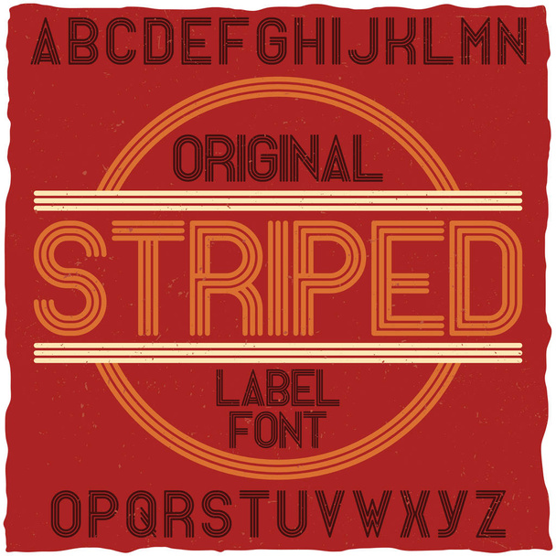 Gestreepte vintage label lettertype. - Vector, afbeelding