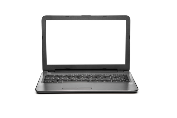 Laptop-val üres képernyő a elszigetelt fehér háttér, fehér alu - Fotó, kép