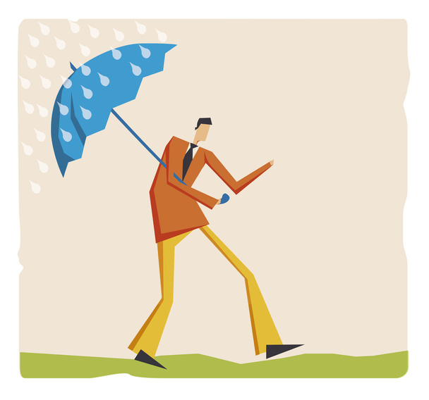 Man with umbrella - Vector, afbeelding