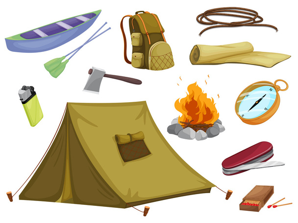 vários objetos de acampamento
 - Vetor, Imagem