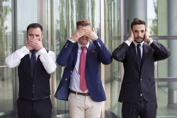 handsome businessmen as the three wise monkeys - Foto, immagini