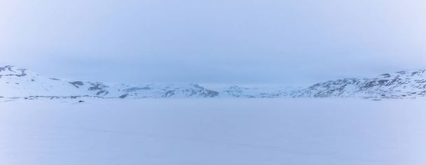Tyin, Norway - May 14, 2017: Frozen lake of Tyin, Norway - 写真・画像