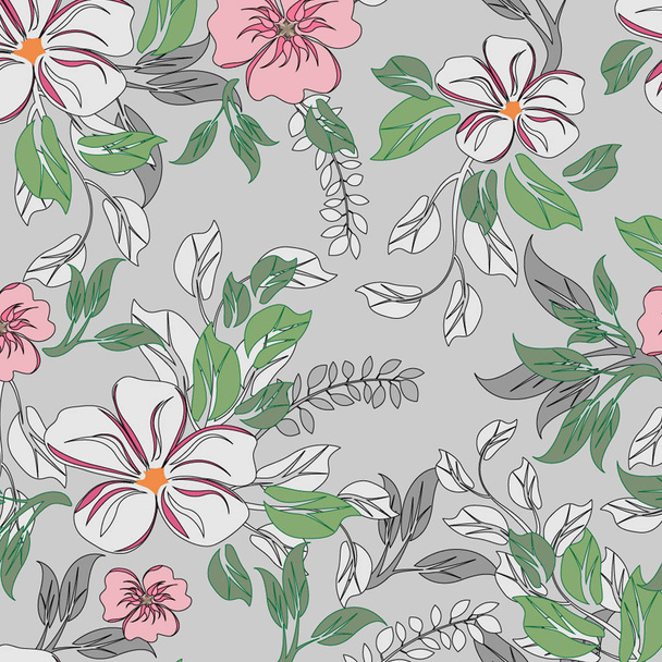 seamless flowers pattern - Vector, imagen