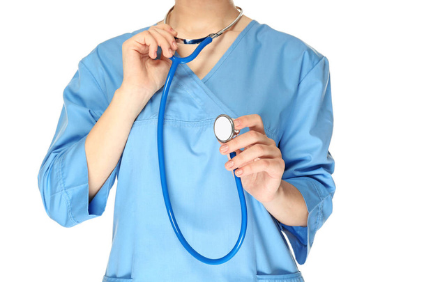 Young medical assistant with stethoscope  - Zdjęcie, obraz
