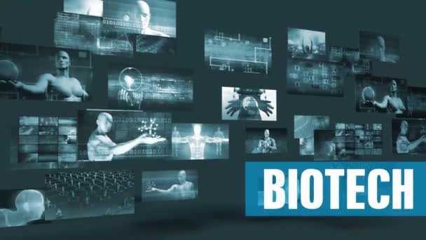 Biotech Technology with Moving Screens Video Wall Background Looping - Footage, Video