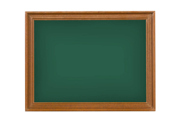 Lege groen bord met houten frame op witte achtergrond. - Foto, afbeelding