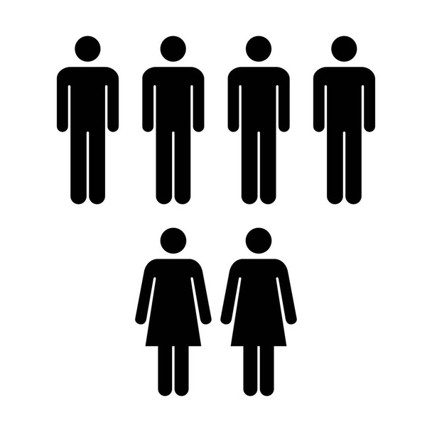 People Icon - Vector Group of Men and Women Team Pictogram Symbol illustration - Вектор,изображение