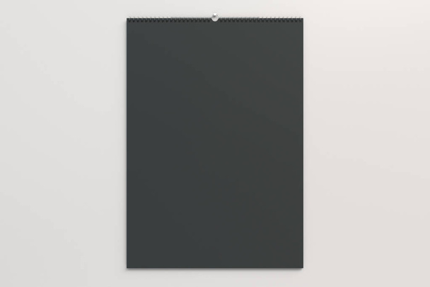 Black wall calendar mock-up on white background - Φωτογραφία, εικόνα