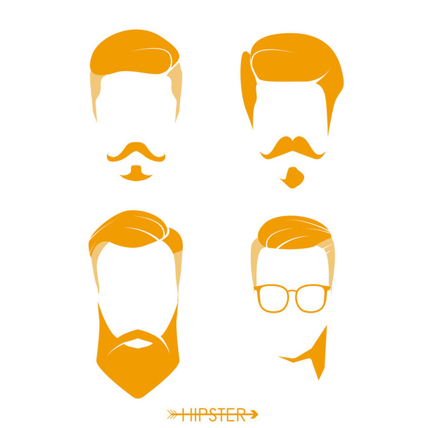 silhouette of hipster men haircuts - Vector, afbeelding