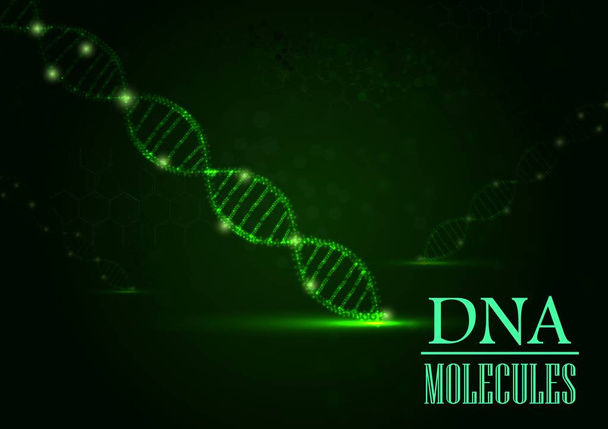 Концепция ДНК на зеленом фоне
 - Вектор,изображение