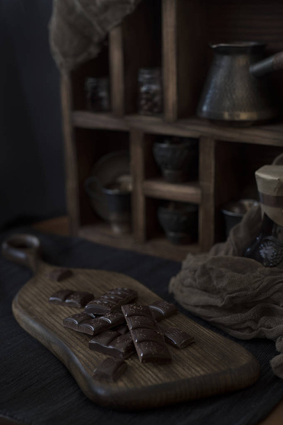 Dark chocolate in monochrome - Photo, image