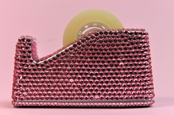Pink Bling Office Accessory Adhesive Tape Dispenser - Photo, Image