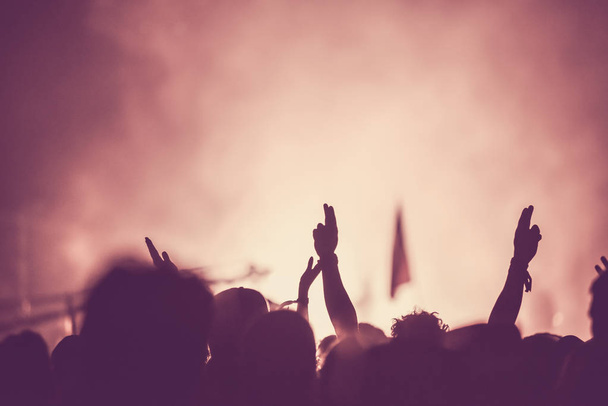 Publikum mit erhobenen Händen bei einem Musikfestival - Foto, Bild