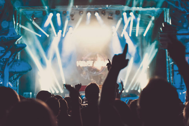 Kalabalık bir müzik festivalinde kaldırdı elleriyle kitlenin - Fotoğraf, Görsel