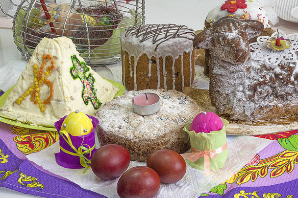 Traditional Easter table - Фото, изображение