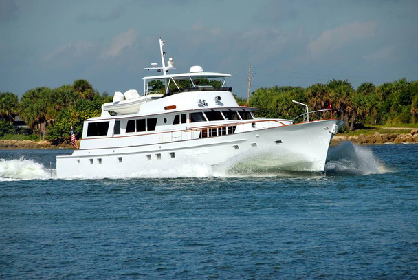 Luxury Yacht cruising on the river - Photo, Image