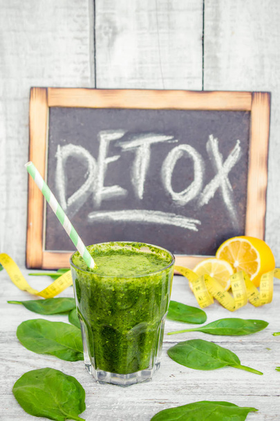 Detox green smoothie. Selective focus. - Photo, Image