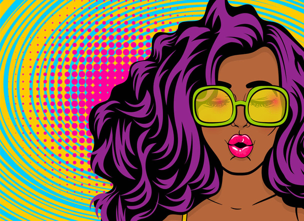 Black young swag woman pop art style - Vector, Image