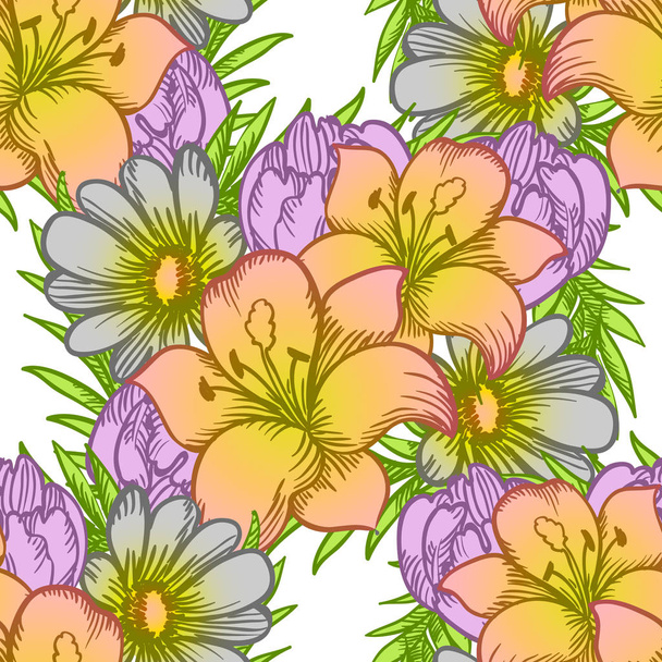 Seamless watercolor flower pattern - Wektor, obraz