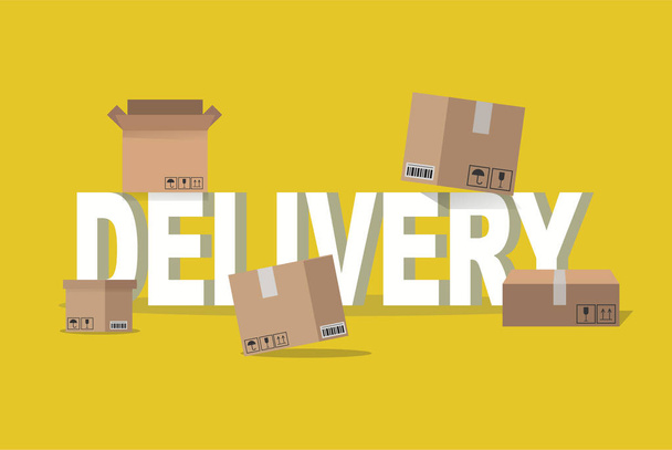 Delivery background with carton boxes - Vecteur, image