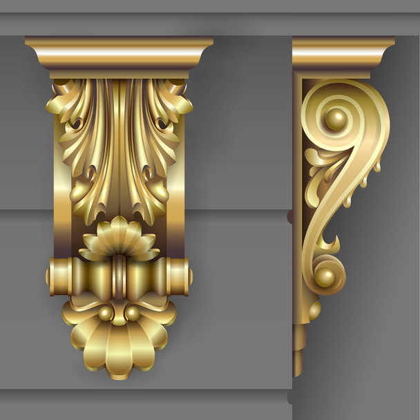 Gold Classic facade bracket - Vector, Imagen