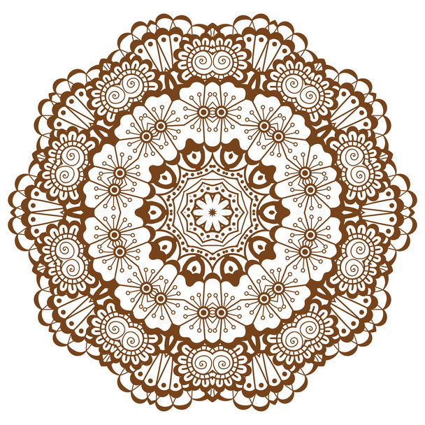 Round brown mandala. - Vetor, Imagem