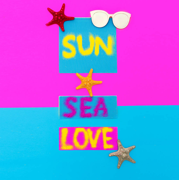 Sun. Sea. Love. Minimal art fashion style - Fotografie, Obrázek