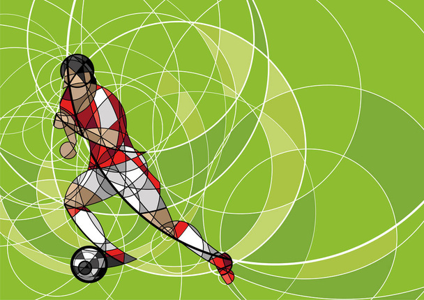 Αφηρημένη εικόνα του ποδοσφαιριστή με μπάλα - Διάνυσμα, εικόνα