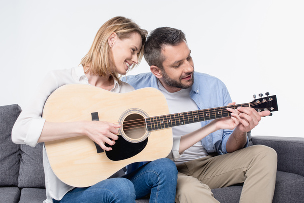 Couple playing guitar 3 - Fotoğraf, Görsel