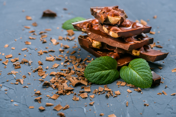 chocolate bars with nuts - Photo, Image