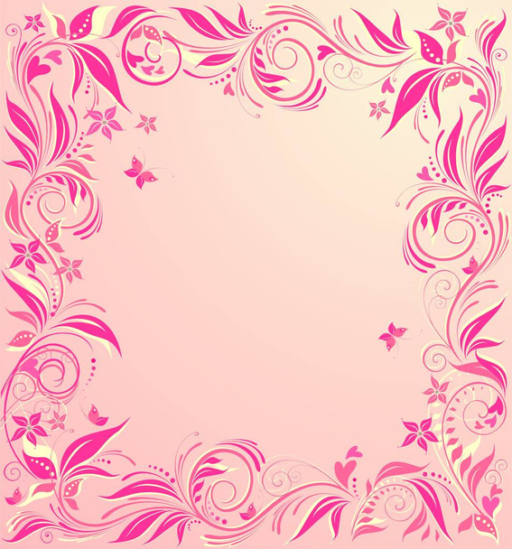  Beautiful floral pink card for wedding invitations - Διάνυσμα, εικόνα