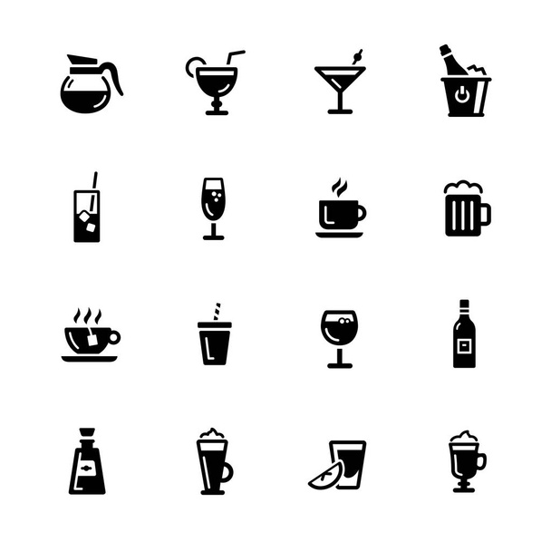 Drinks Icons -- Black Series - Vetor, Imagem